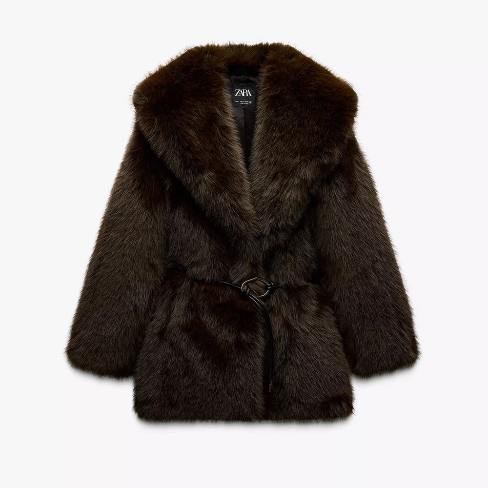 Zara Women's Dark Brown Teddy Jacket
